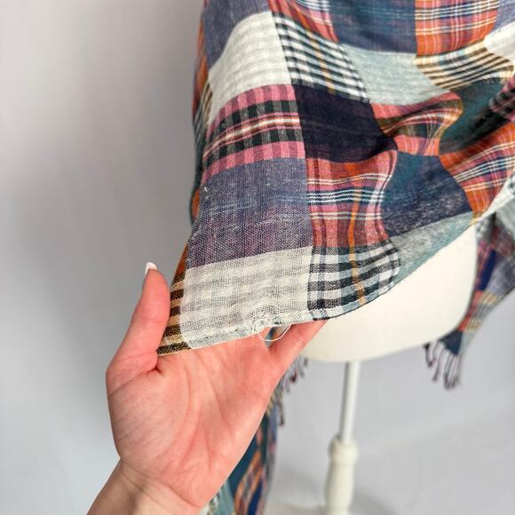 Plaid Multicolor Fringe Scarf Shawl - Picture 7 of 11